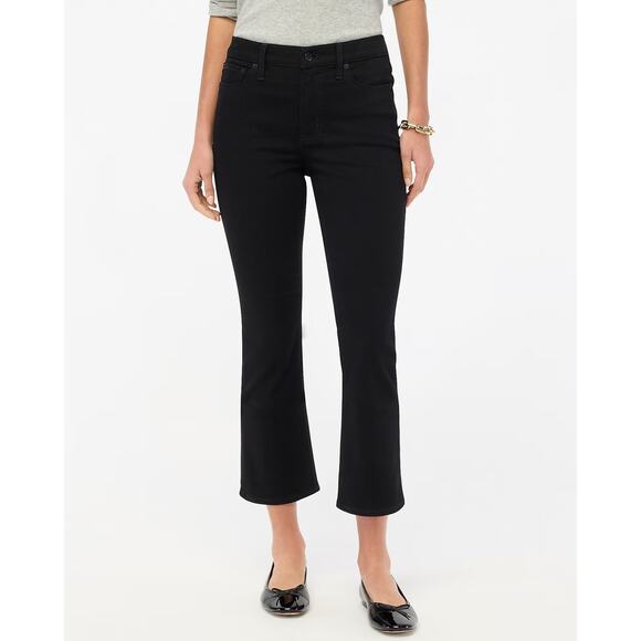 J.Crew Factory Mid-Rise Flare Crop Jean In All-Day Stretch In Black Size 26 - Picture 1 of 8